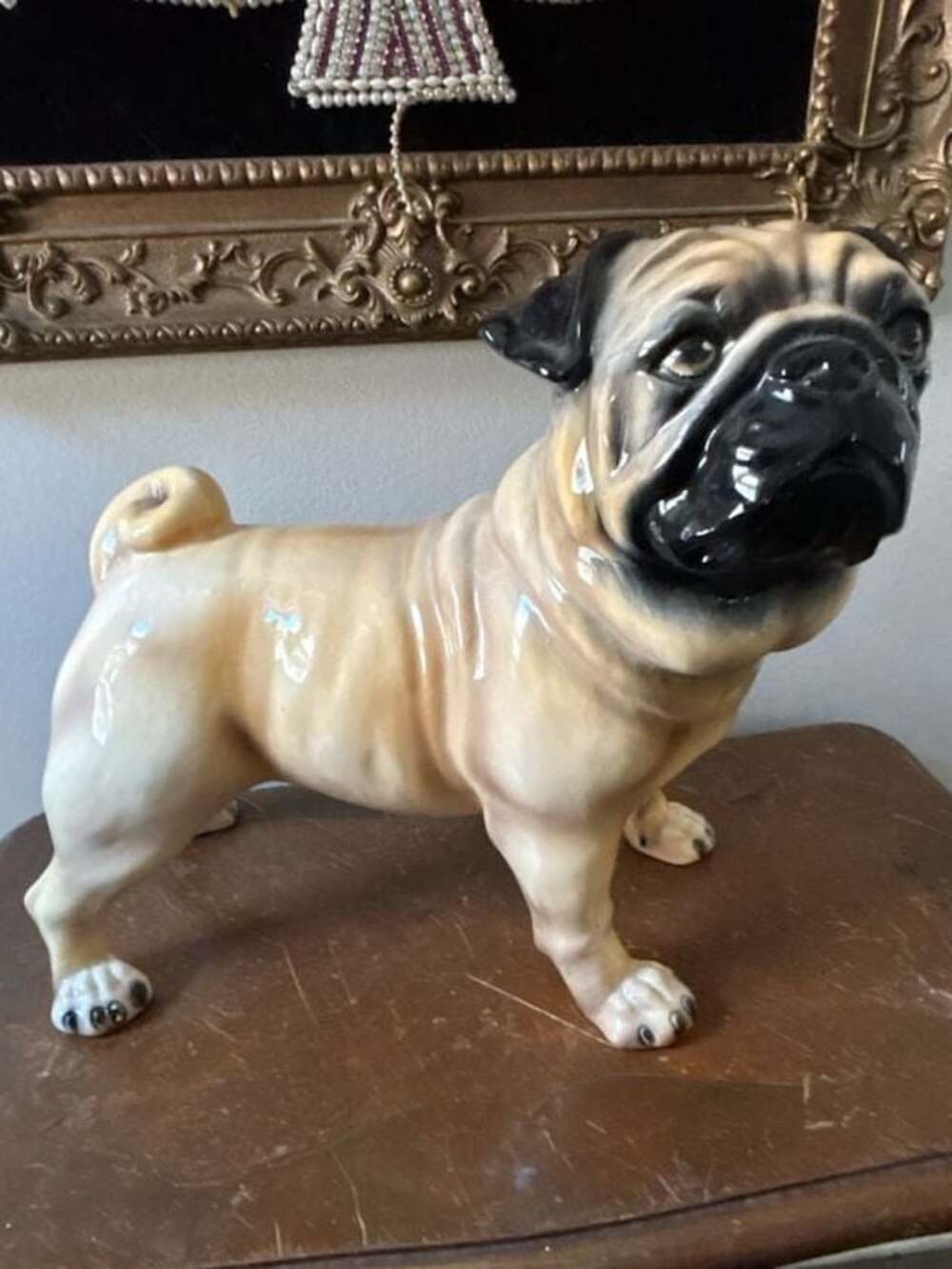 Intrada Italy Ceramic Pug Dog Sculpture Figurine Hand Painted